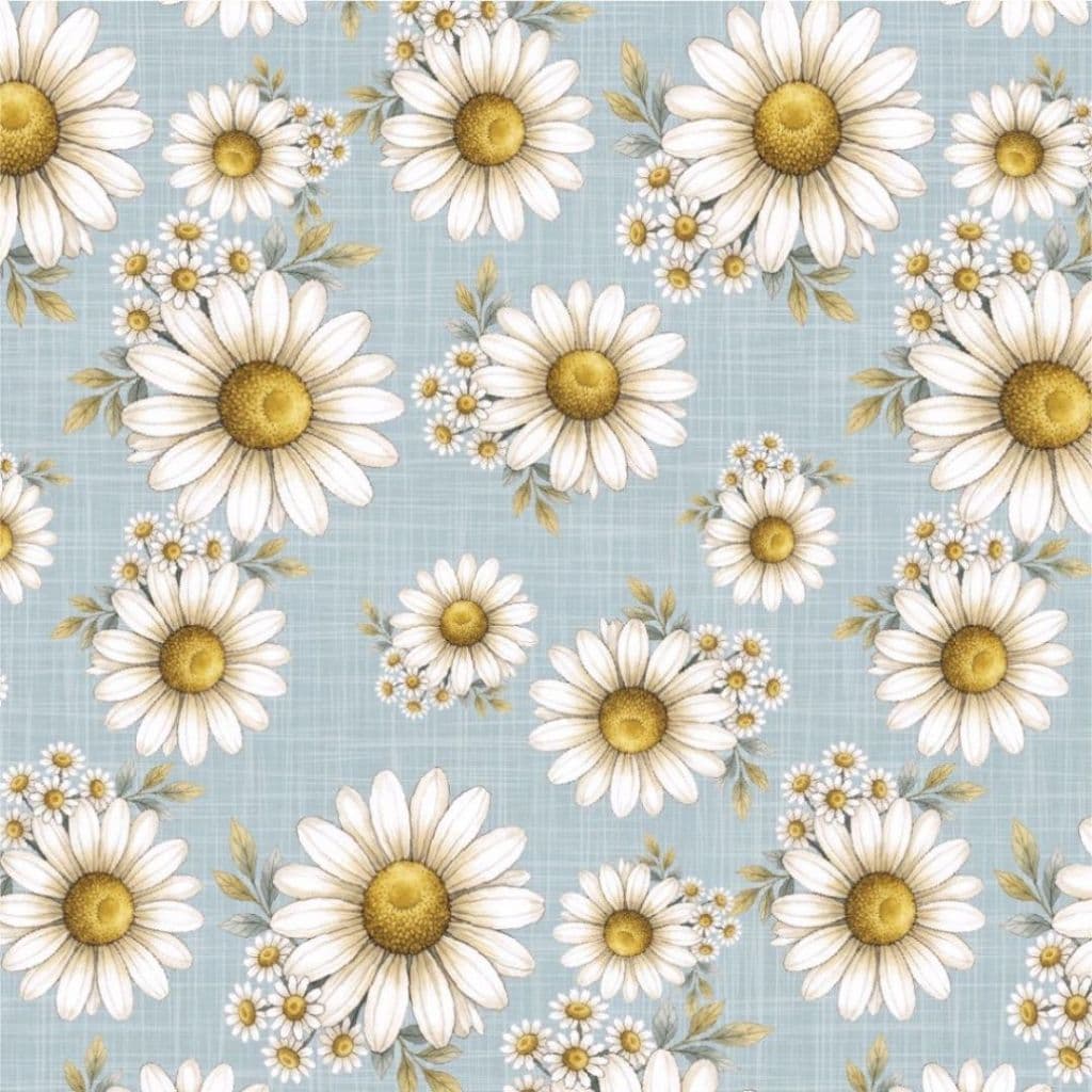Tecido Patchwork Digital Margaridas F Azul Cottage D80/04