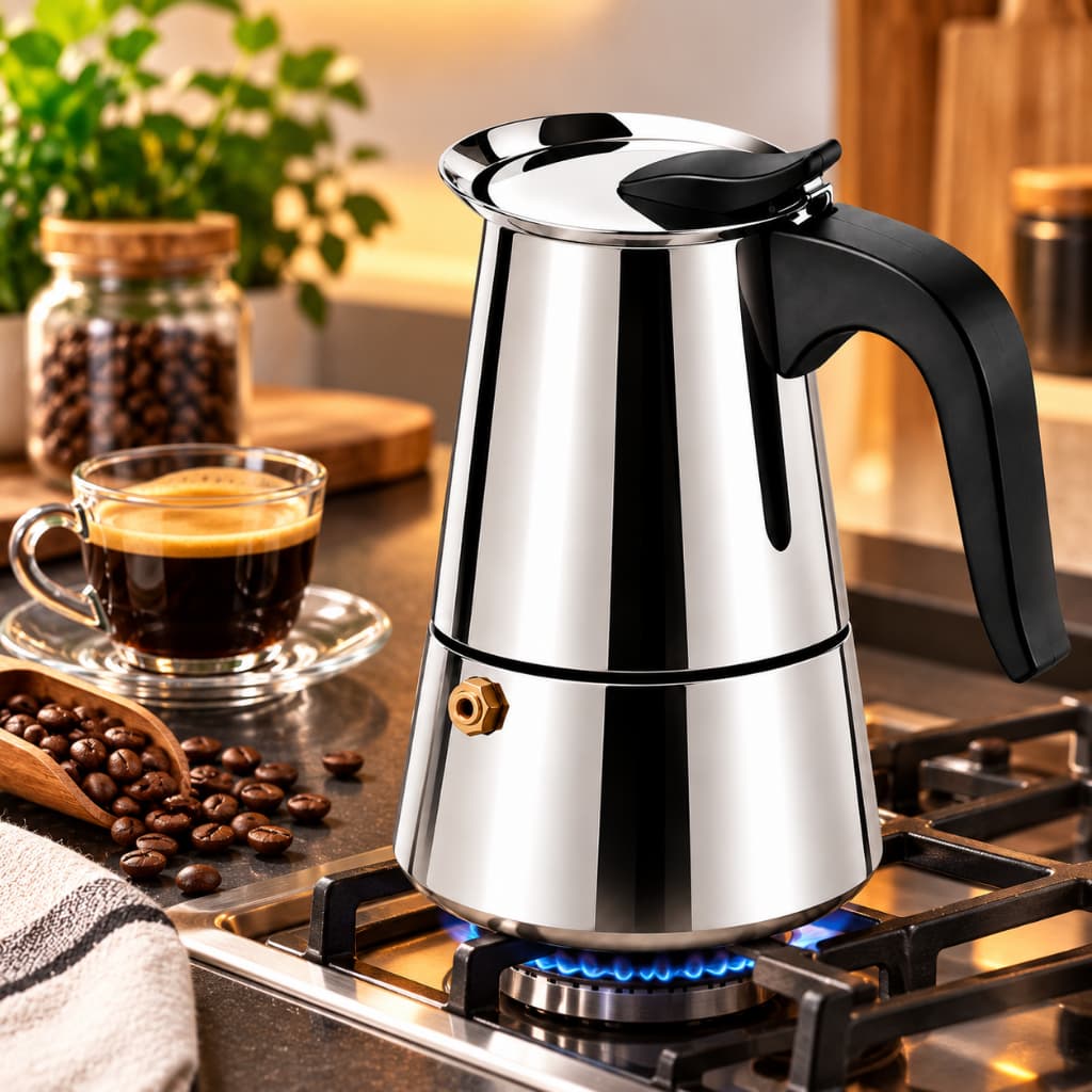 Cafeteira Italiana Inox Moka Café Expresso 4/6 Xícaras Café Puro Expresso