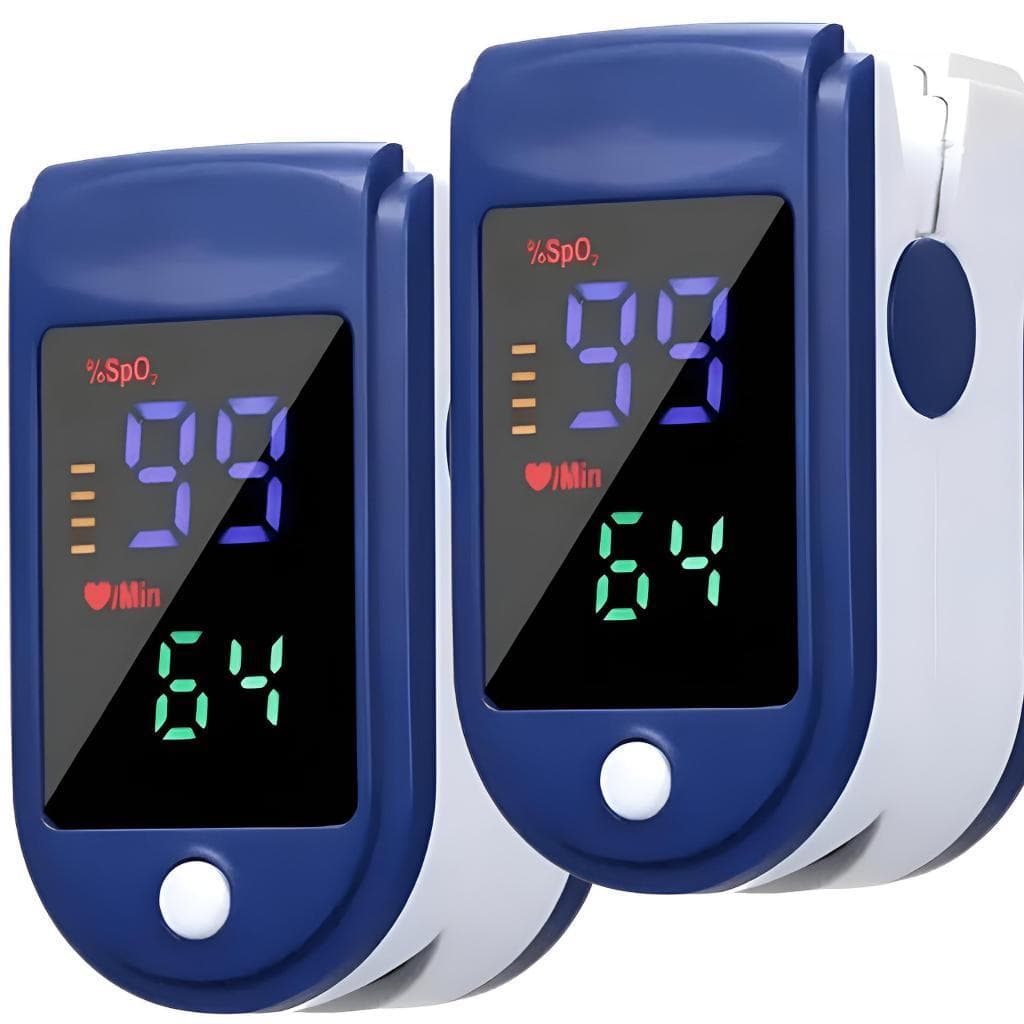 Kit 2 Oxímetros de Dedo Digital LED SpO2 Medidor BPM Saturação