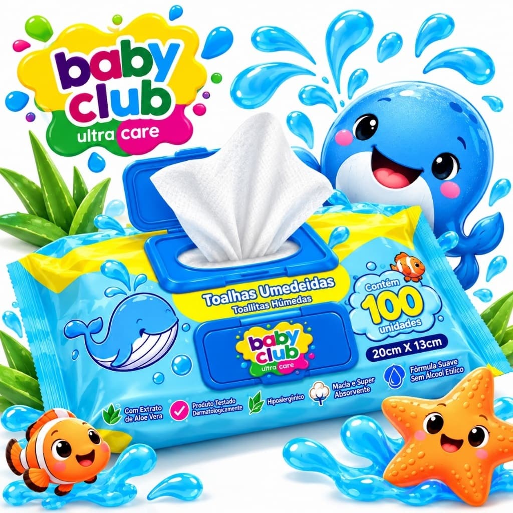 Kit Lenços Umedecidos bebê higiene Baby Club com até 1200 toalhas ultra care