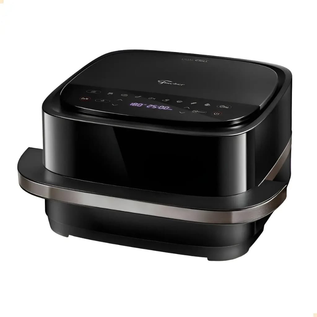 Fritadeira Air Fryer Fischer 4 Litros 127V Preta Digital Dual Grill com Timer e Cesto Antiaderente