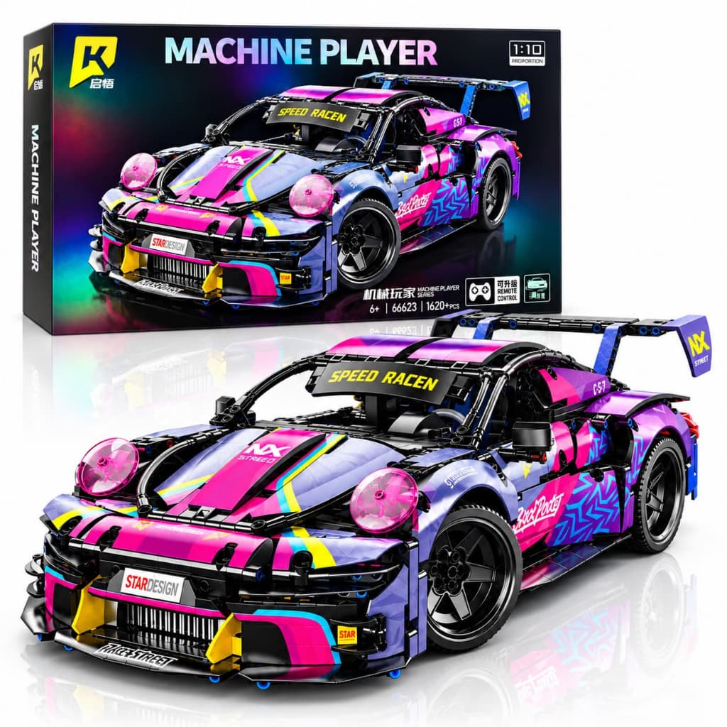 Super Carro Technic Blocos de Montar Porsche Neon Edition 1620 Peças 1:10 Com Caixa Compatível com Lego