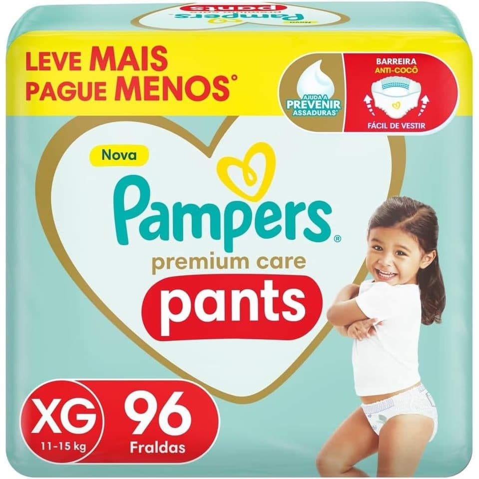 Fralda Pampers Premium Care Pants Tamanho XG 96 Unidades