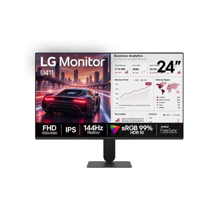 Monitor Gamer 24" LG 24U411B-B, FHD, 144Hz, IPS, 1ms, HDMI e VGA