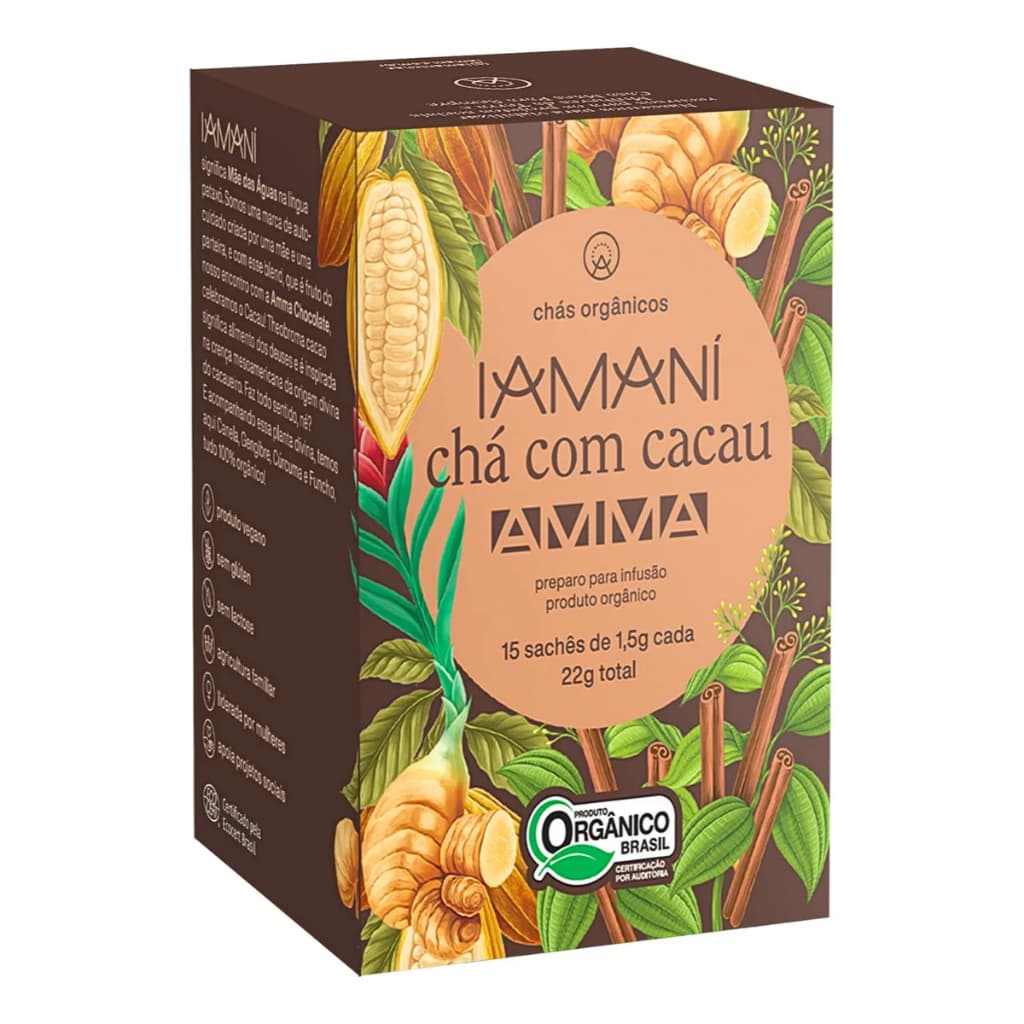 Chá Orgânico Chá com Cacau - 15 saches Iamani