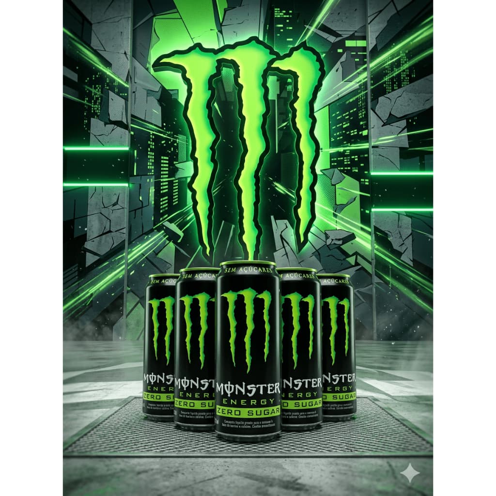 Energético Monster Energy Green Sem Açúcar 473ml Lata - 6 unidades
