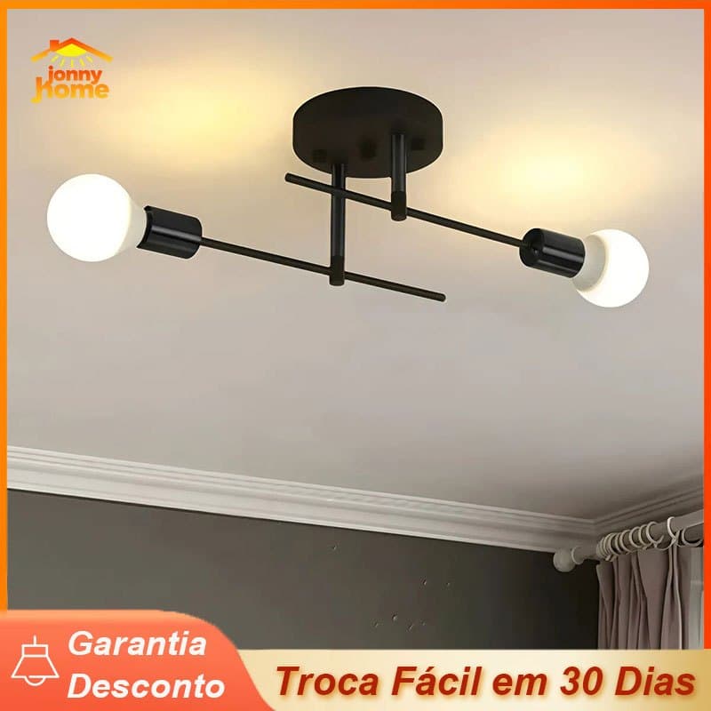 Luminária Lustre Teto Moderno 2 Lâmpada para Sala de Jantar e Quarto Iluminação Decorativa