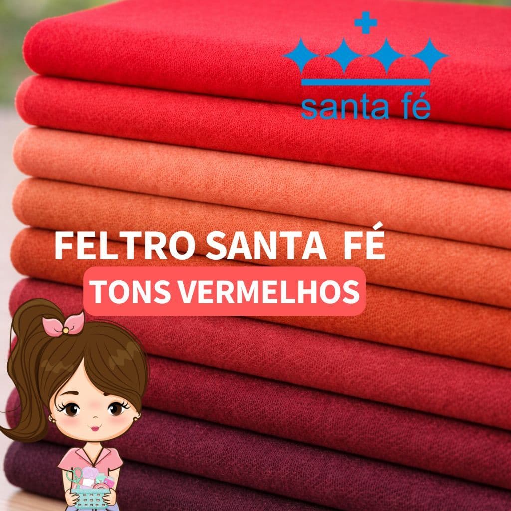 Feltro Santa Fé Liso Tons VERMELHOS ❤️25cm x 1,40m  - Patchwork Tecido Costura Artesanato