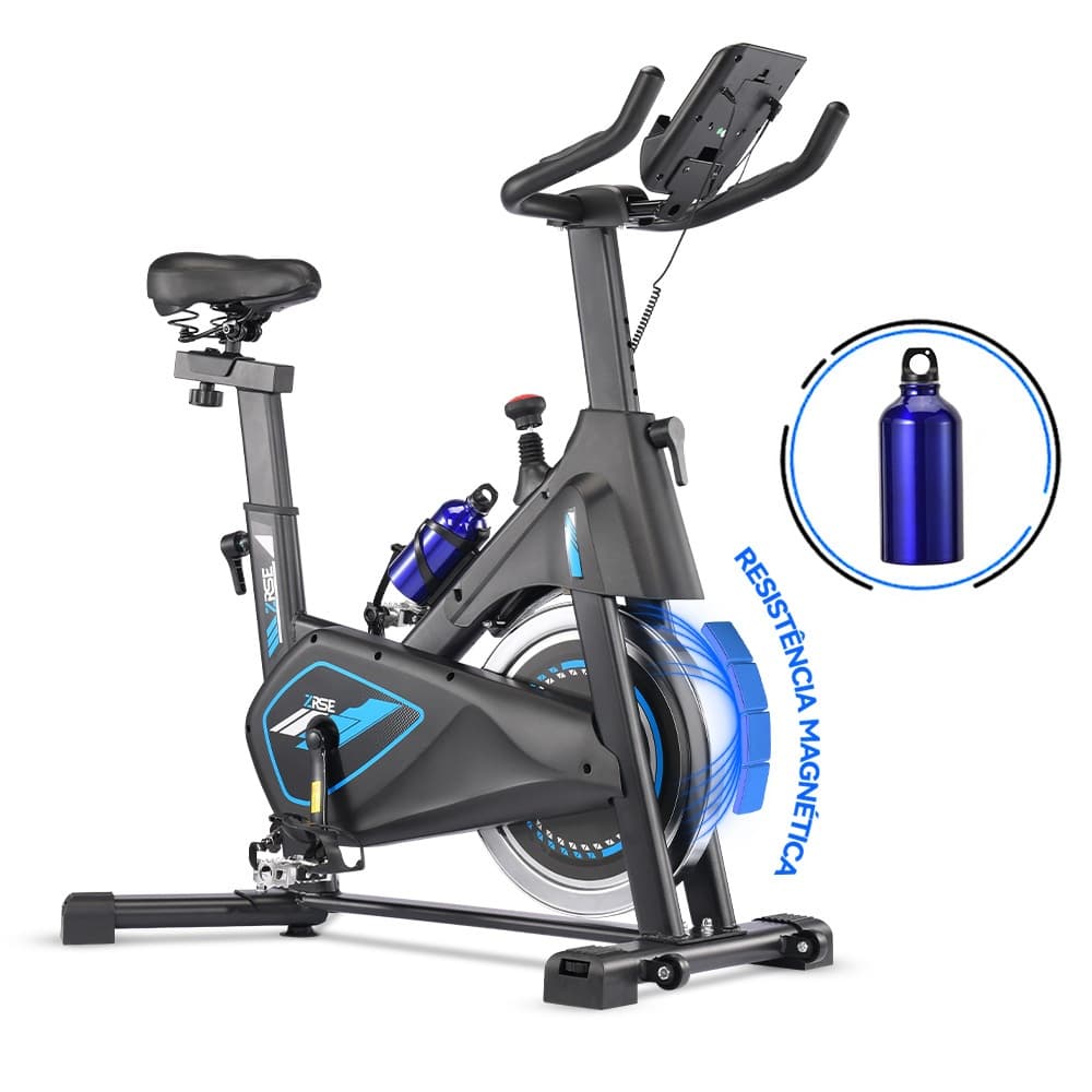 ZRSE Bicicleta Ergométrica Spinning Magnética Profissional com Volante de 15kg e Suporta até 150kg