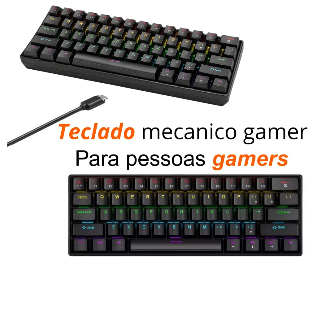 Teclado Mecânico K61 Apayado RGB 60% Switch Vermelho Compacto USB Teclado Gamer para PC Notebook