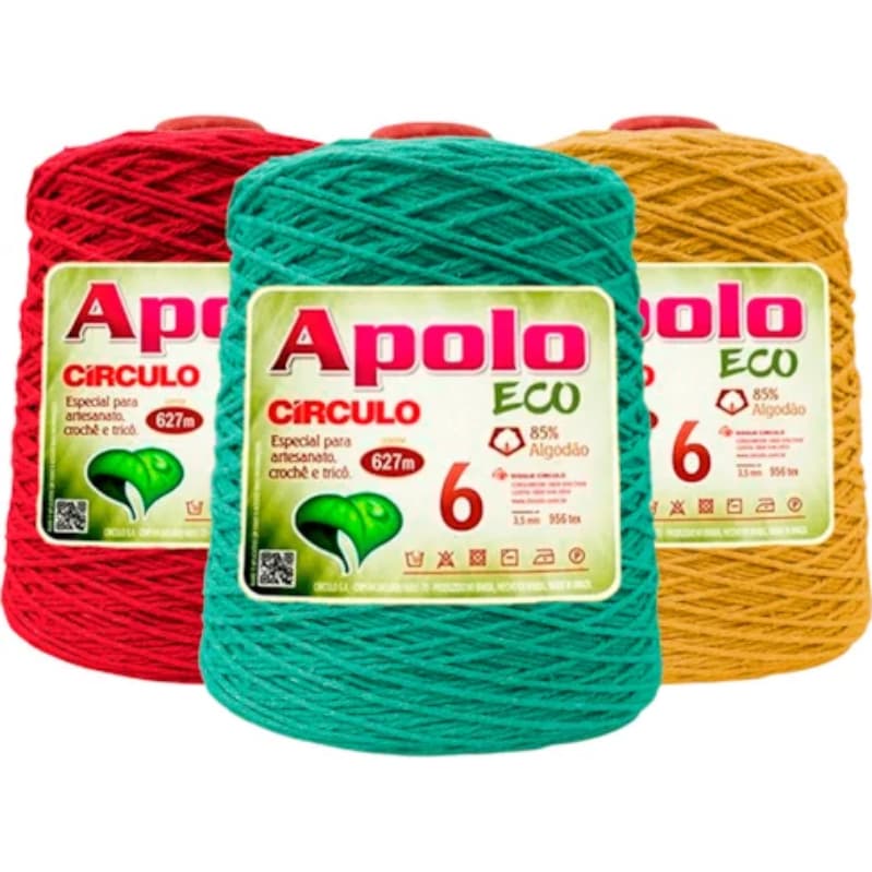 Barbante Apolo Círculo N6 de 1016m 1Kg para crochê, macramê e artesanato durável.