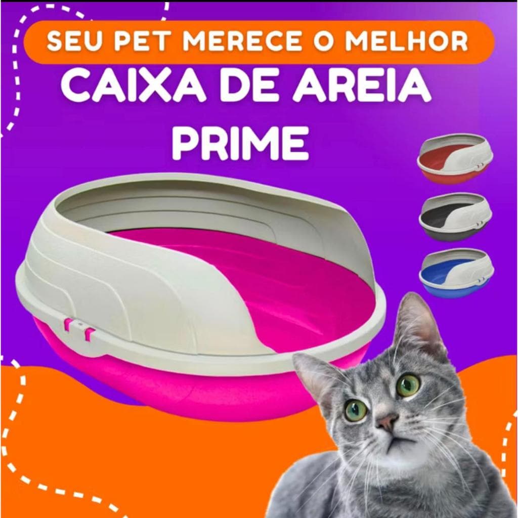 Caixa de Areia Sanitária Bandeja Higiênica Furba Prime Pet Com arco para Gatos Resistente Qualidade Super Promoção