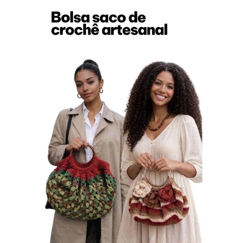 Bolsa de Crochê artesanal estilo sacola Produzida com Barbante ecológico, ideal para Trabalho,Praia,Passeios, Dia-a-dia