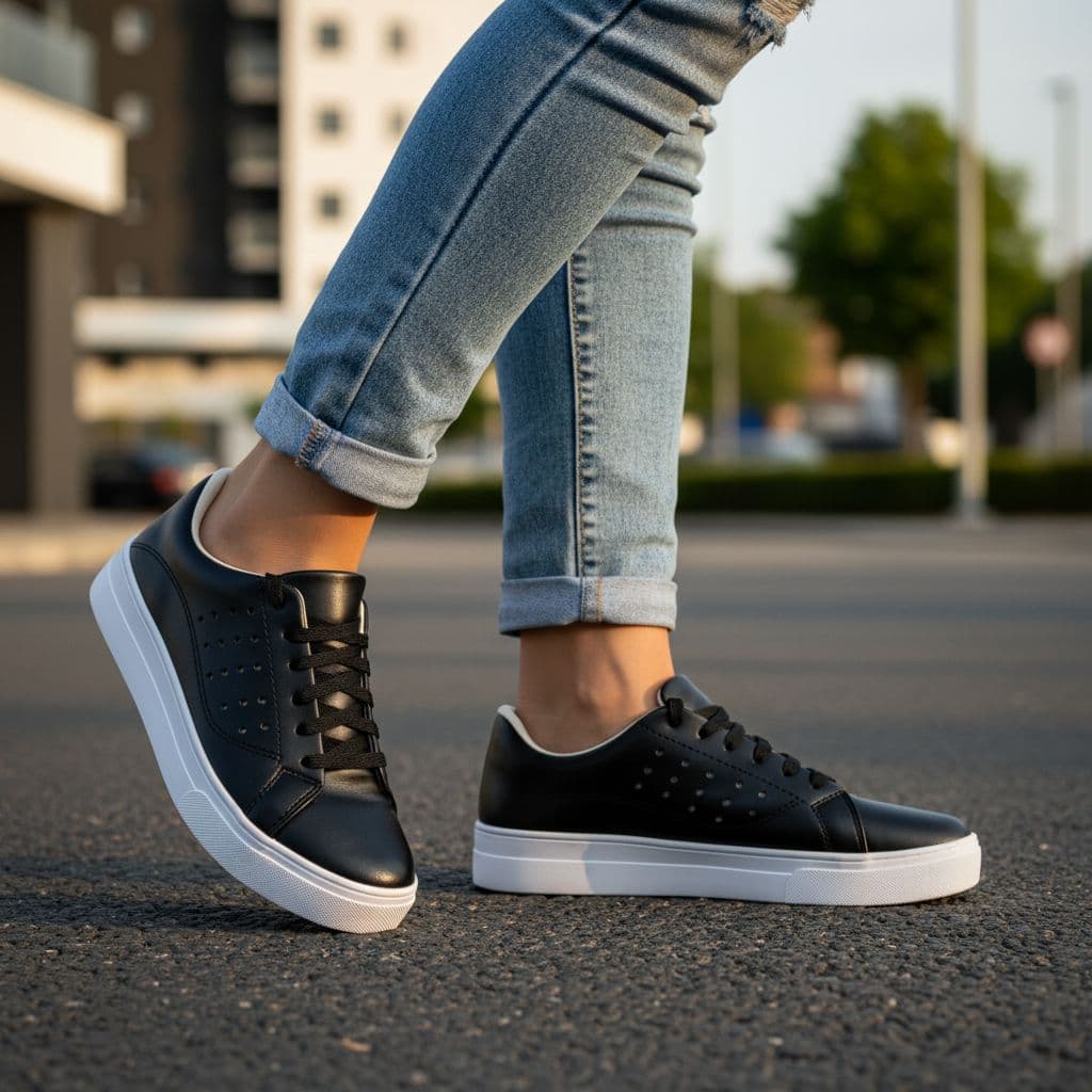 Tênis Casual Feminino Preto Confortável Leve Dia a Dia Macio Moda Passeio Envio Rapido Resistente