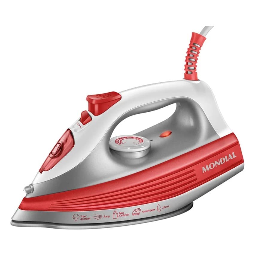 MONDIAL Ferro a Vapor, Branco/Coral, 1200W, 127V - FVN-01-O