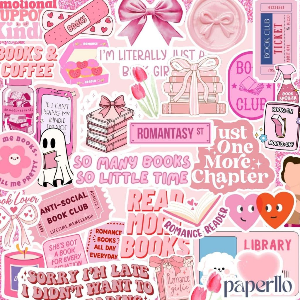Conjunto de 42 Adesivos À prova D'água Kindle Pink Para Colagem e Aplicação