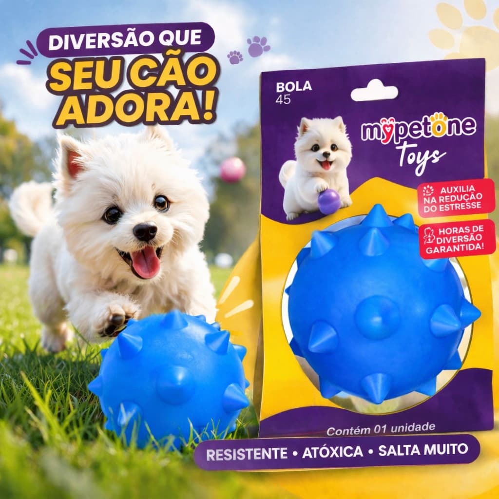 Bola Cravo Maciça Resistente para Cachorro - 45mm 55mm 65mm - Mypetone - Azul