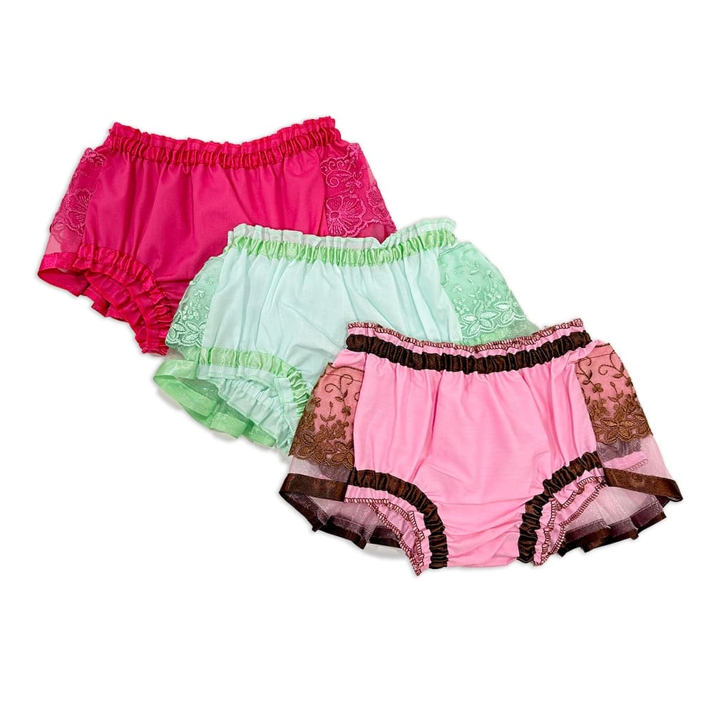 Kit 5 Calcinha Tapa Fralda Infantil com Babado e Laço