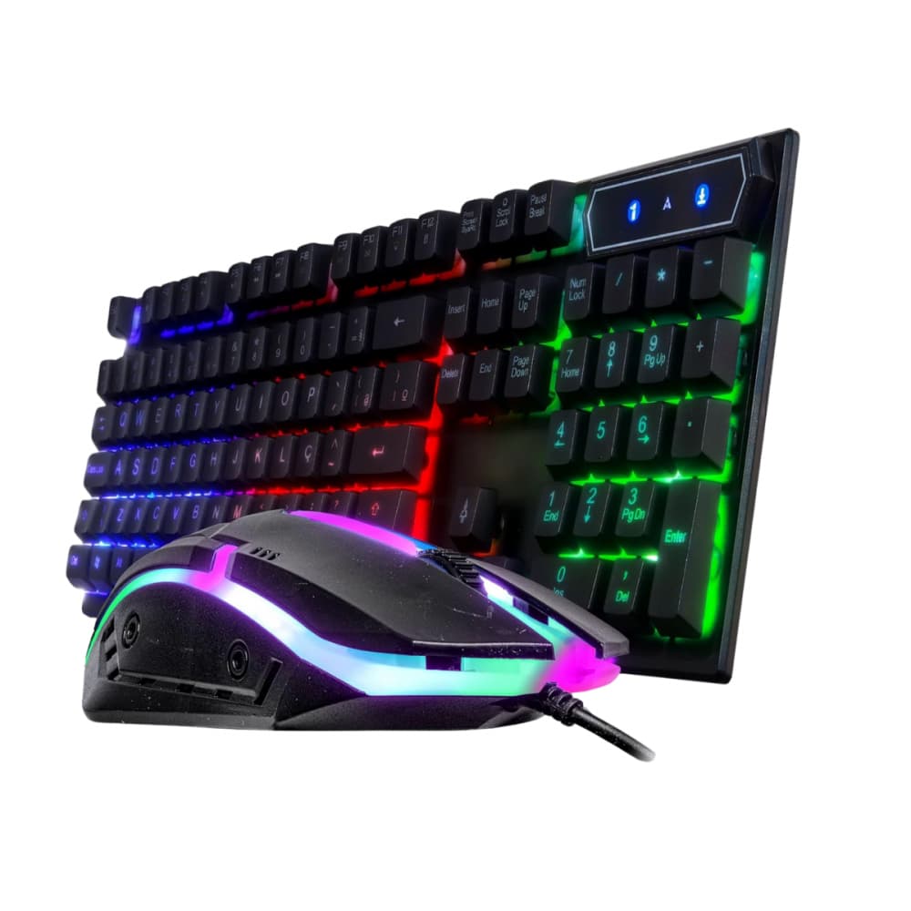Kit Teclado e Mouse Gamer Led Rgb Semi Mecânico Abnt2 USB Kapbom KA-5890