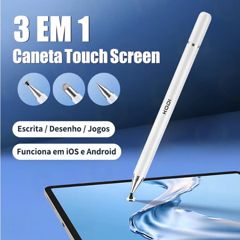Caneta Touch Screen 3 EM 1 Ponta Pencil Universal compatível IOS ,iPhone,Android ,Windows iPad e Tablet -K1