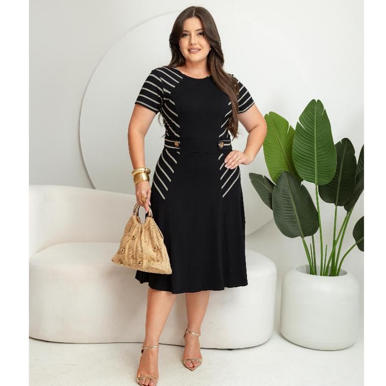 Vestido Mídi Godê Moda Evangélica M, G e GG