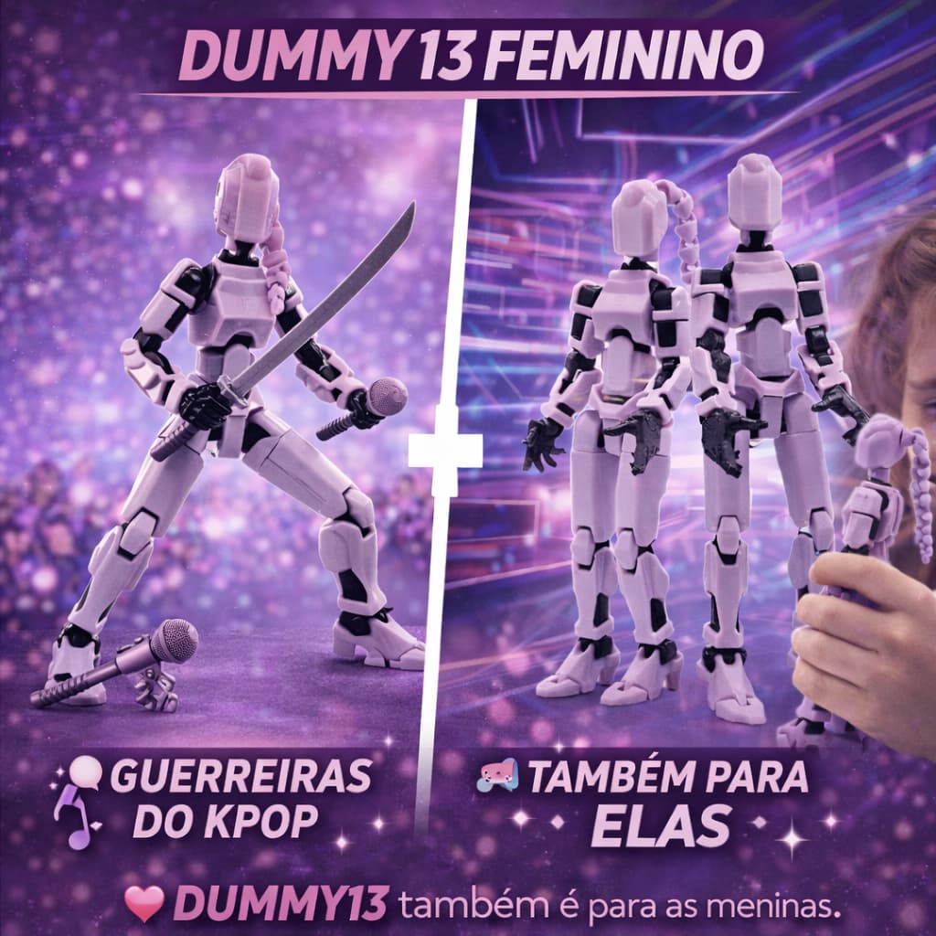Dummy 13 Feminino K-POP Guerreira Articulada 13cm | Boneca 3D Estilo Idol Kpop Colecionável