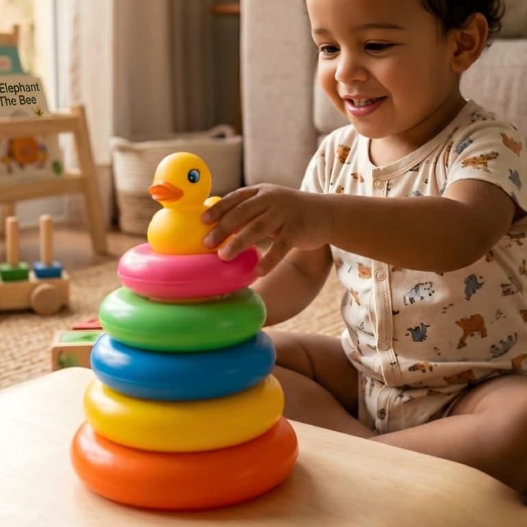 Brinquedo De Empilhar Torre de Argolas Jogo Criança Infantil Educativo Bebê