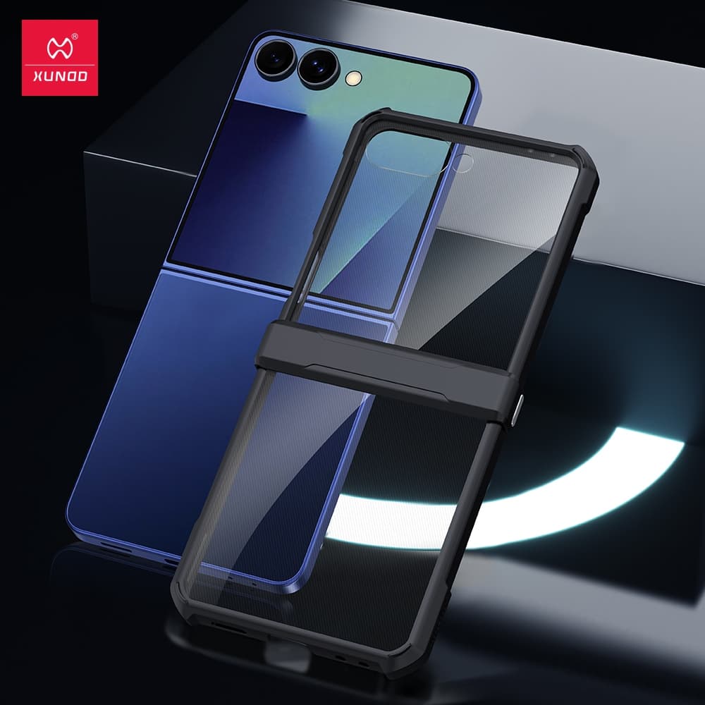 Capa Xundd Beetle Anti-Queda para Samsung Galaxy Z Flip 8 7 7 FE 6 5 Transparente Magnética com Suporte 360°