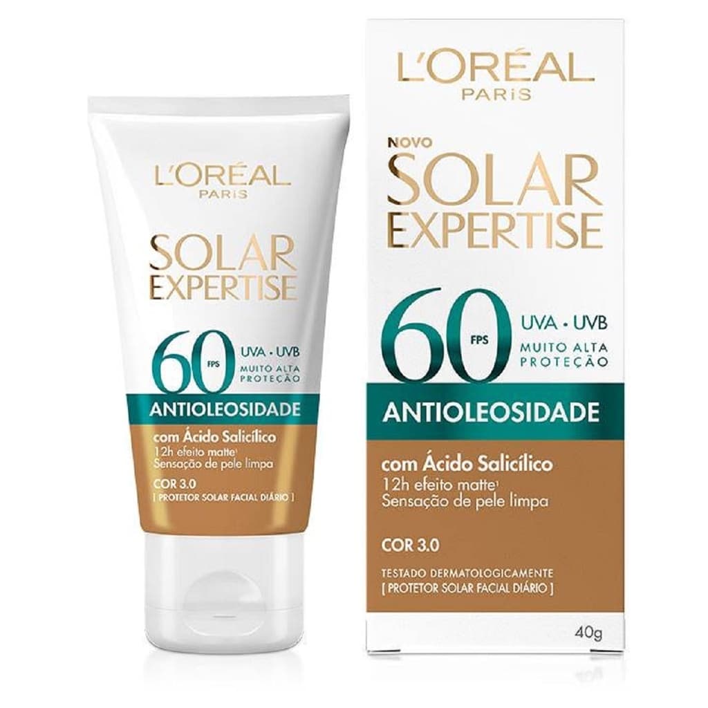 Protetor Solar Loréal Paris Antioleosidade Fps60 Cor 3.0 40g