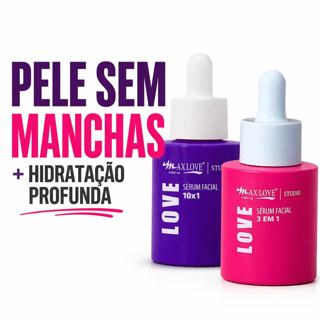 Kit Sérum Facial Max Love 10 em 1 + 3 em 1 Niacinamida Ácido Hialurônico Anti Idade Clareador