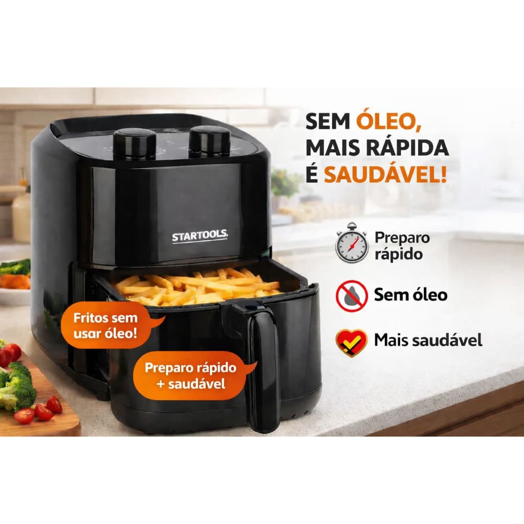 🔥 Fritadeira Air Fryer 3,4L 1200W 220V Sem Óleo Elétrica Rápida e Saudável