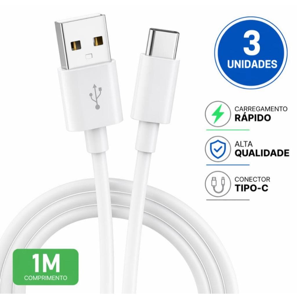 Cabo Tipo C Turbo Rápido Iphone IOS Carregador 1 metro