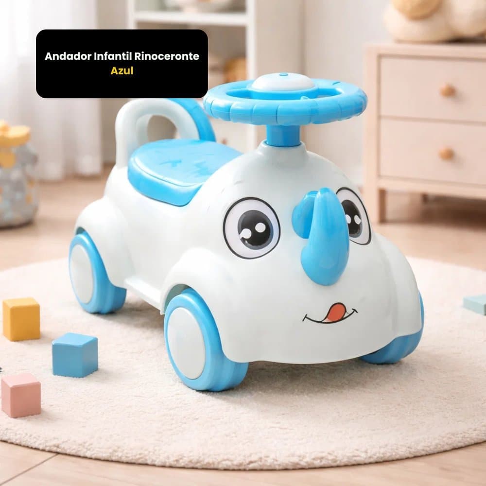 Andador Infantil Rinoceronte Azul Andador bebê Aprender a andar