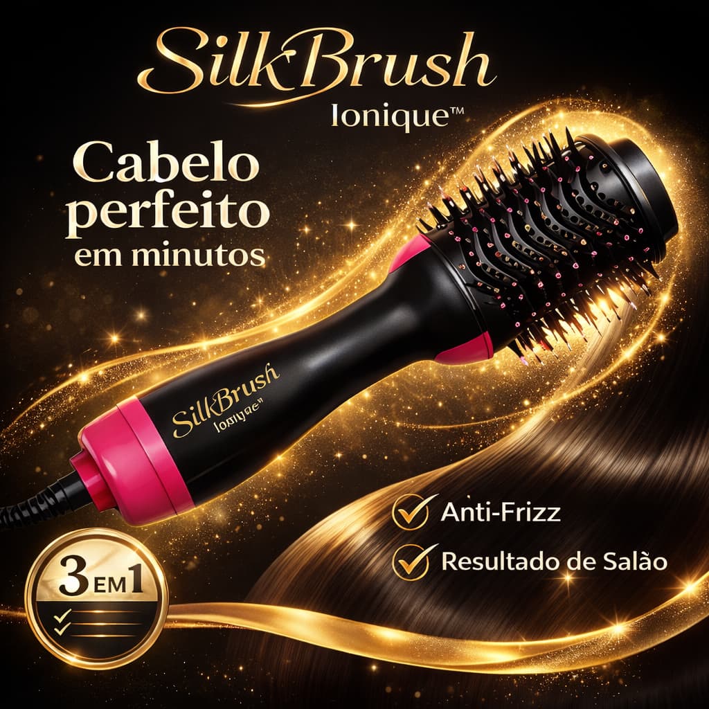 Escova Secadora Alisadora 3 em 1 110V Profissional com Íons Anti Frizz Seca Alisa Modela Cabelo