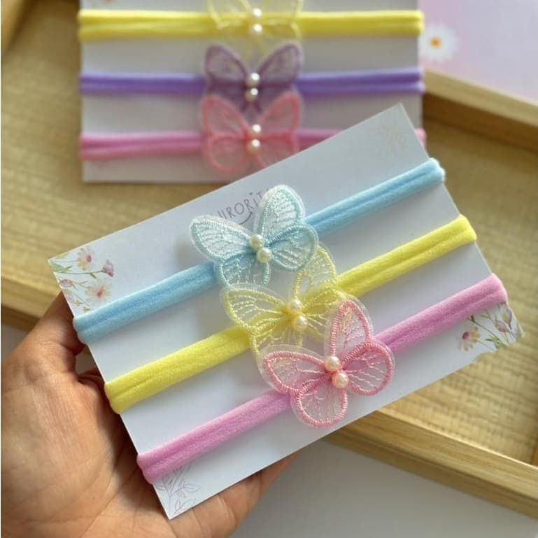 Kit Faixinhas para Bebê Borboletas RN lacinhos de bebe enxoval maternidade  ensaio New Born