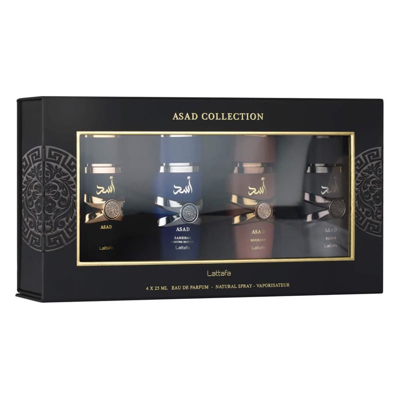 Kit Perfumes Árabe Asad Collection Lattafa Original 4x25ml Masculino EDP Importado