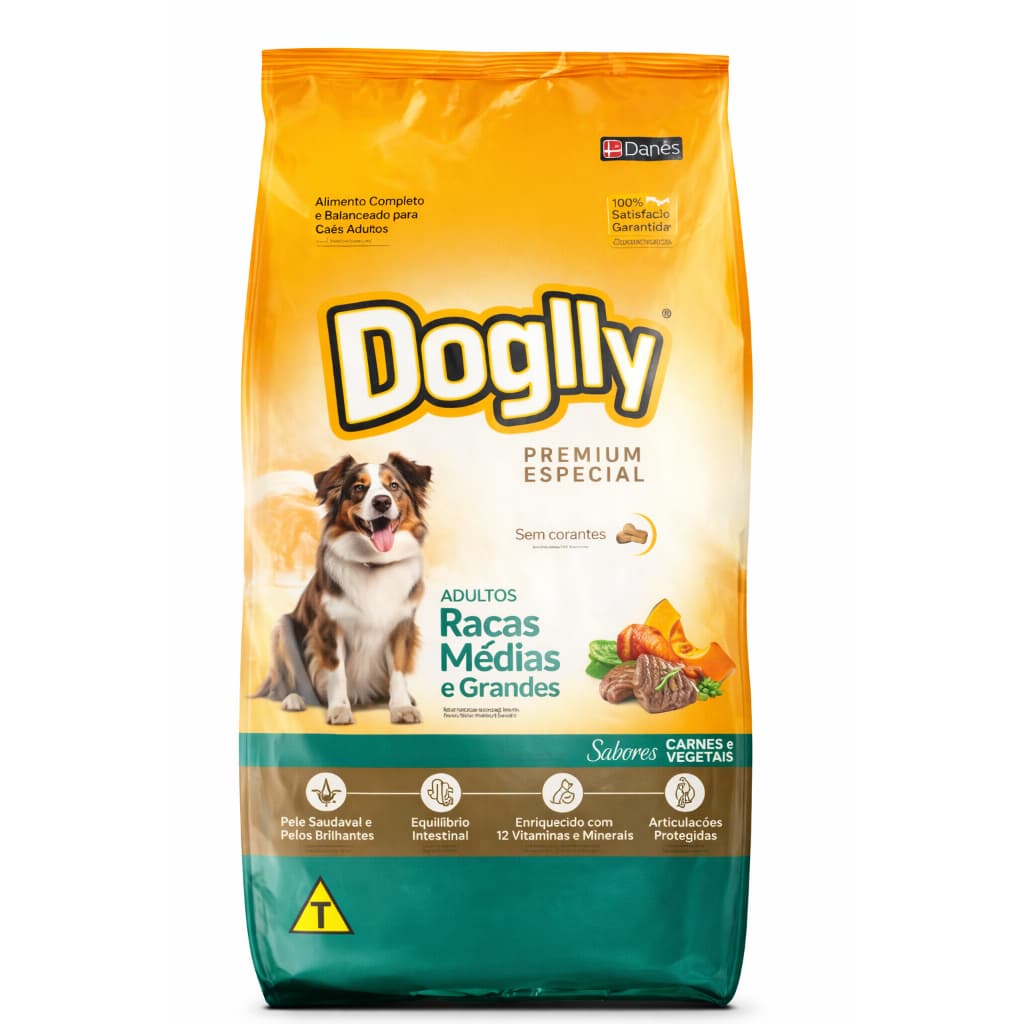 Ração Cachorro Premium Doglly Carne e Vegetais 15 kg