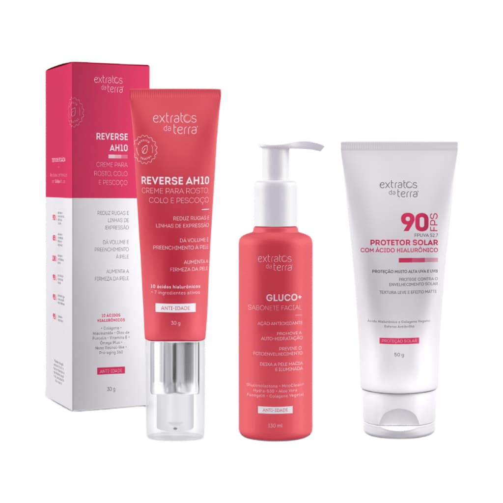 Kit Anti-idade Rotina Skincare Ácido Hialurônico Extratos Da Terra