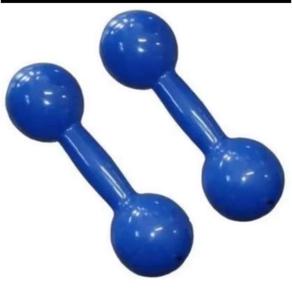 Par de Halter bola Emborrachado 1 kg AZUL Treino em Casa Musculação Academia Funcional Peso (2 UNIDADES)