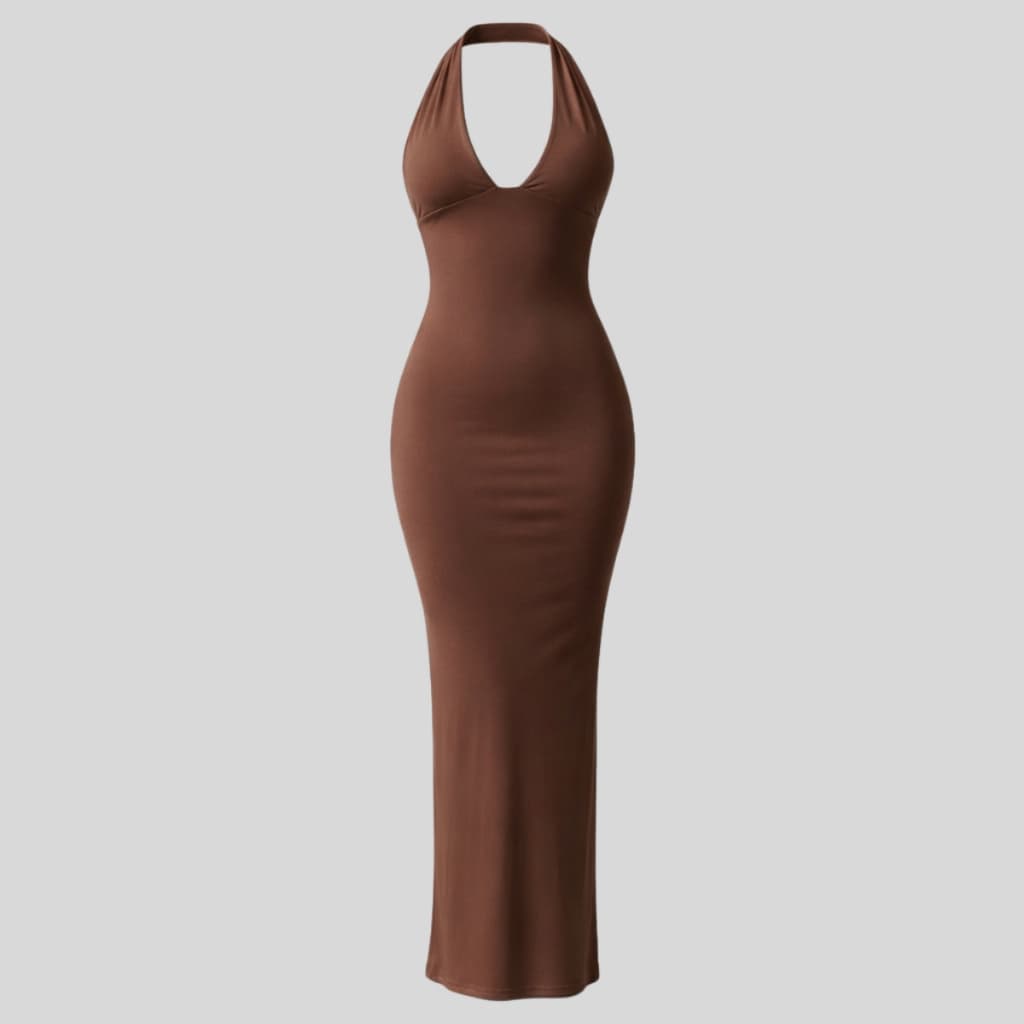 Vestido Feminino Longo Frente Única Suplex Premium Costas Nua Elegante Modelador