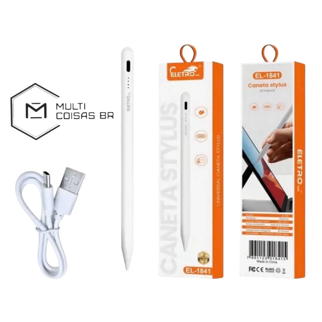 Caneta Stylus Universal Touch Recarregável EL-1841 Para Tablet iPad Celular Android iOS7