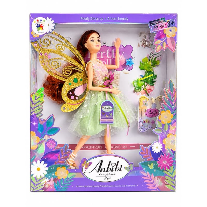 Boneca Fada com Asas Brilhantes + Acessórios – Boneca Princesa 3+ Presente Menina Articulada