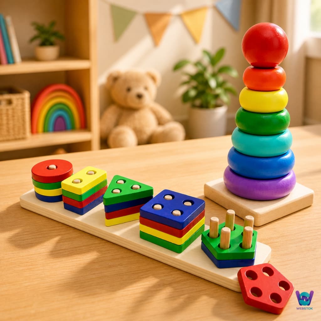 Kit Brinquedo Educativo Madeira Forma Geométricas Montessori Infantil Pedagógico Brinquedos