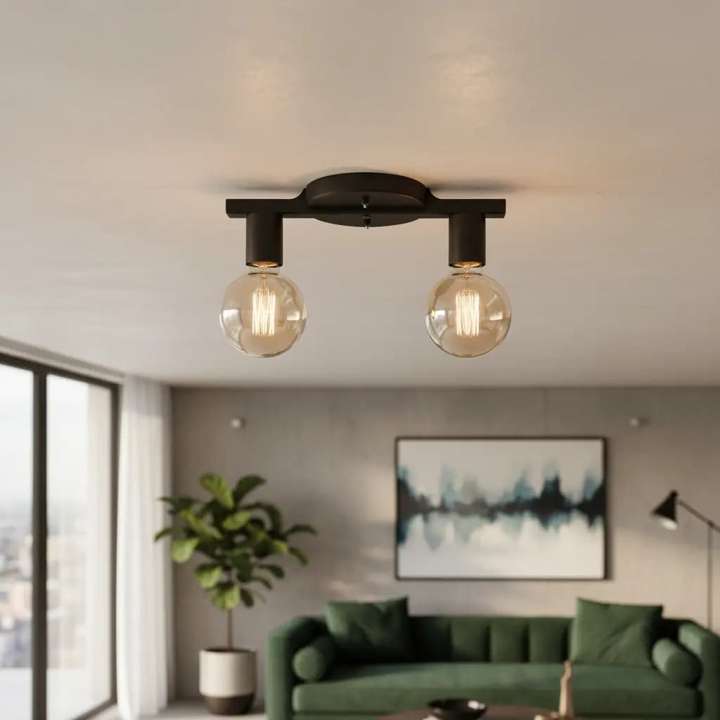 Luminária de Teto Clean - Lustre Trilho Moderno para 2 Lâmpadas
