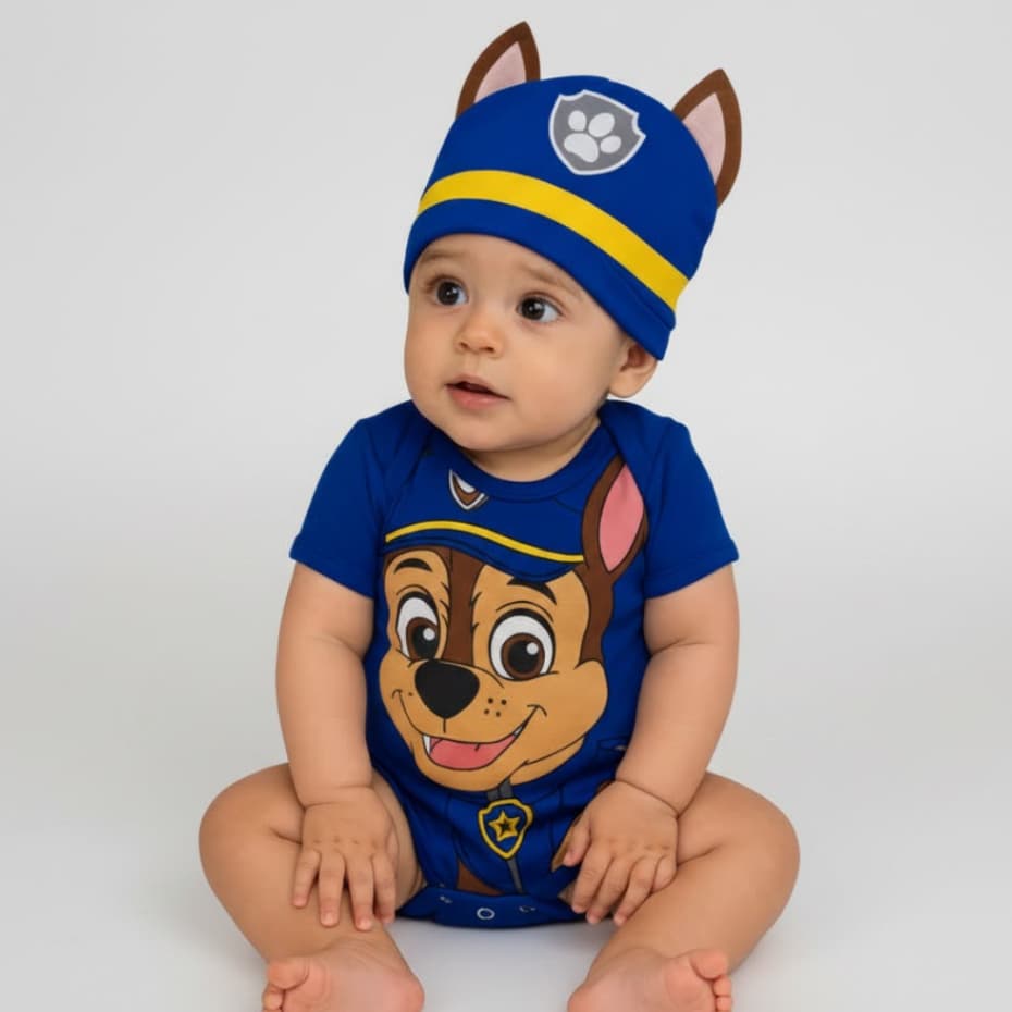 Body Infantil Bebê Patrulha Canina Mesversário Temático Para Menino E Menina Fantasia Infantil - Macacão Sky Ryd