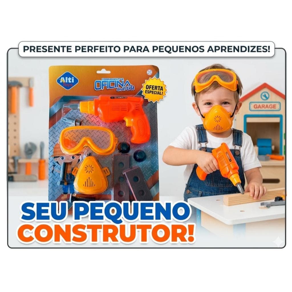 Furadeira de brinquedo Kit de ferramenta infantil furadeira e parafusadeira de brinquedo 10 peças