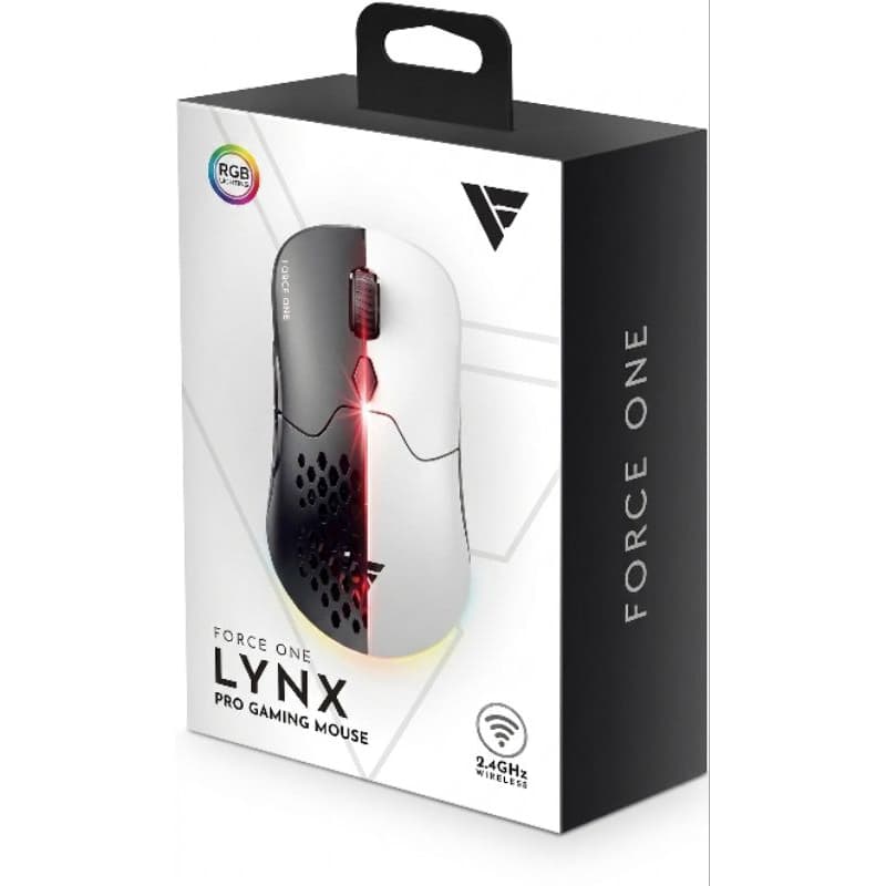 Mouse Gamer Force One Lynx, 19.000 DPI, Hotswap, Personalizável, RGB, Dual Mode Sem Fio ou Com Fio - Original
