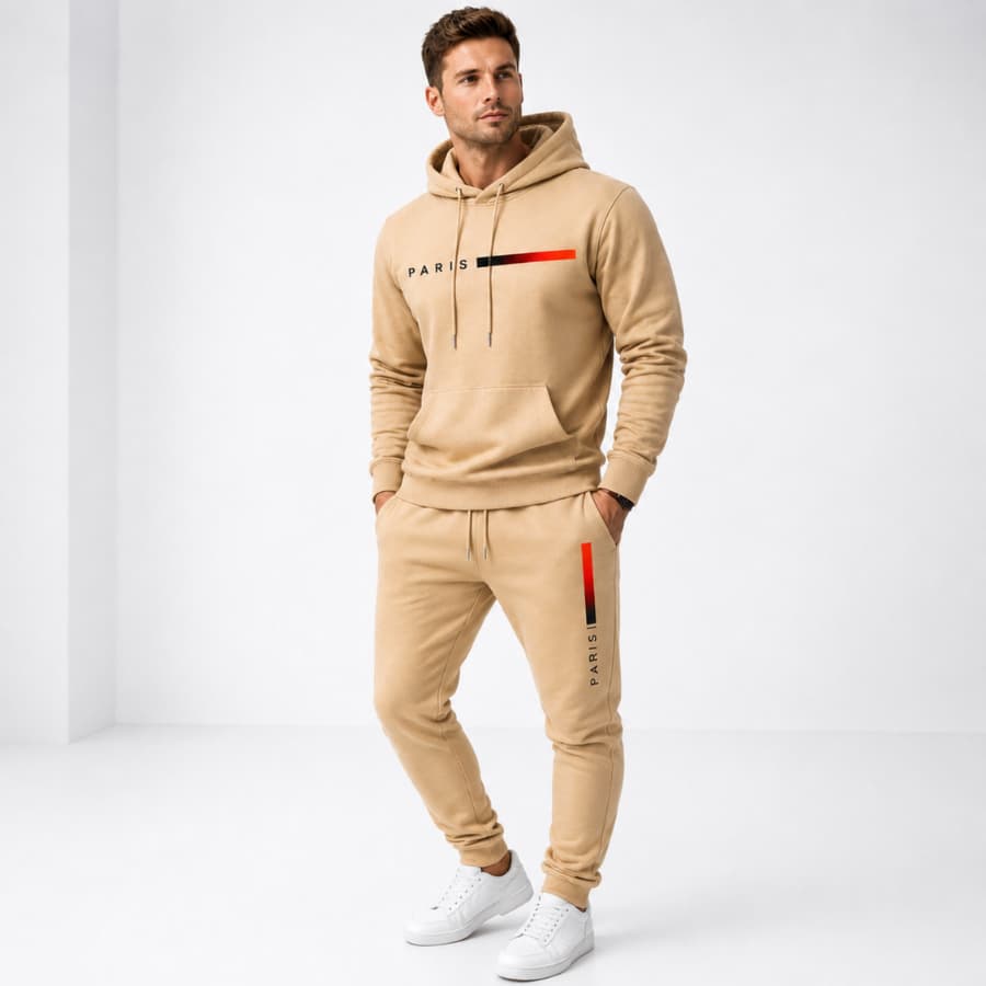 Conjunto Masculino de Moletom Estampa Paris Casual Confortável para Inverno