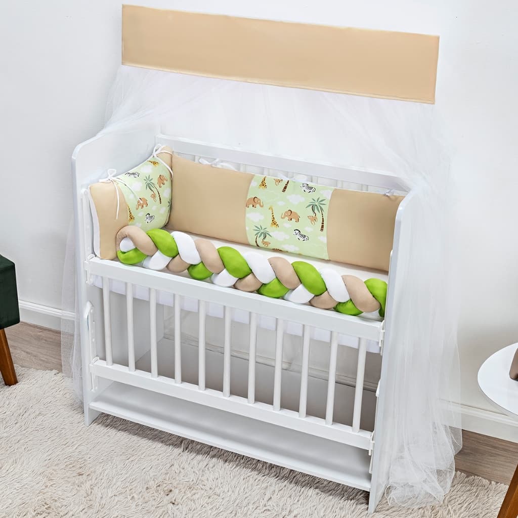 Kit Mini Berço Fofuxo 6 Peças Safari Verde | Enxoval Bebê Completo Menino Confortável e Seguro