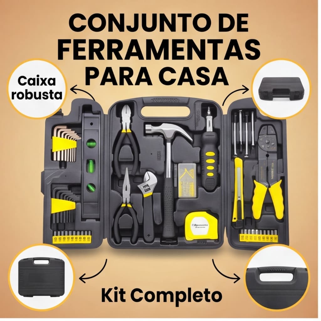 Kit Ferramentas 129 Peças Completo Para Casa e Reparos